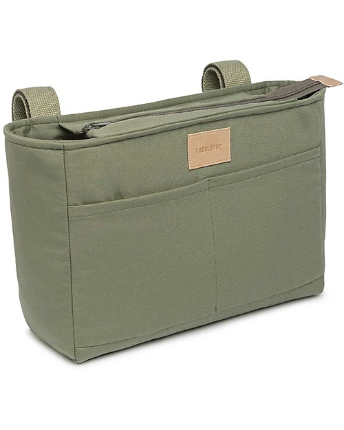 Nobodinoz Borsa Organizer per Passeggino Impermeabile Baby on the Go - Verde Oliva - Cotone Bio Borse e Organizer