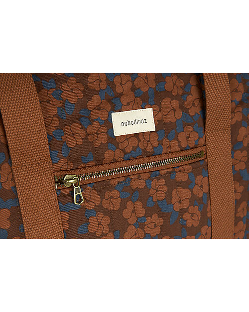 Nobodinoz Borsa Paris-Tokyo - Maroon Poppies - Cotone Bio - 44 x 37 x 14 cm Borse da Viaggio