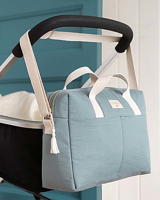 Nobodinoz Borsa per Passeggino Impermeabile Nido d'Ape Gala - Stone Blue Borse Cambio e Accessori