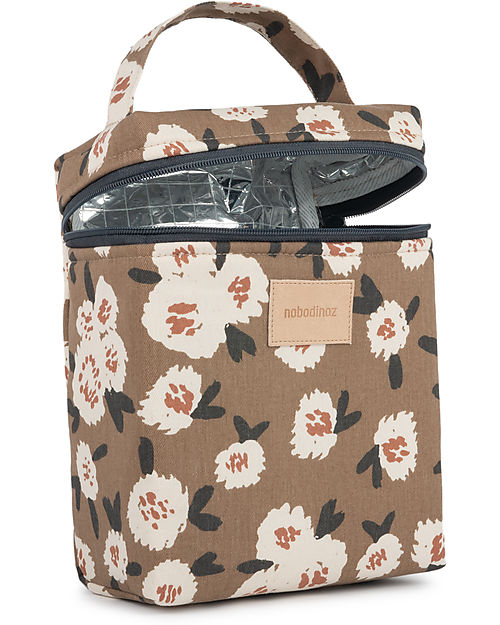 Nobodinoz Borsa Termica Impermeabile per Snack e Biberon Baby on the Go - Camellia - Cotone Bio Contenitori Termici