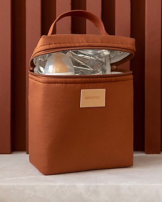 Nobodinoz Borsa Termica Impermeabile per Snack e Biberon Baby on the Go - Marrone Argilla - Cotone Bio Borse Cambio e Accessori