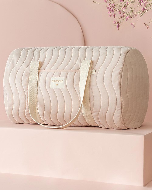 Nobodinoz Borsa Weekend Trapuntata Los Angeles, Rosa Chiaro - Cotone bio Borse Cambio