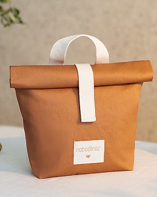 Nobodinoz Bustina Portamerenda Riutilizzabile Sunshine 24x19x48 cm - Cannella - Cotone bio Sacchetto Cibo