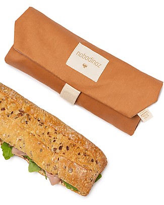 Nobodinoz Bustina Portapanini Riutilizzabile Sunshine 45x28 cm- Cannella - Cotone bio Sacchetto Cibo