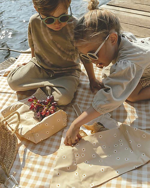 Nobodinoz Bustina Portapanini Riutilizzabile Sunshine 45x28 cm - Margherita - Cotone bio Porta Merenda