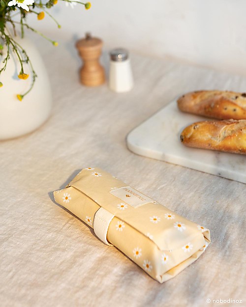 Nobodinoz Bustina Portapanini Riutilizzabile Sunshine 45x28 cm - Margherita - Cotone bio Porta Merenda