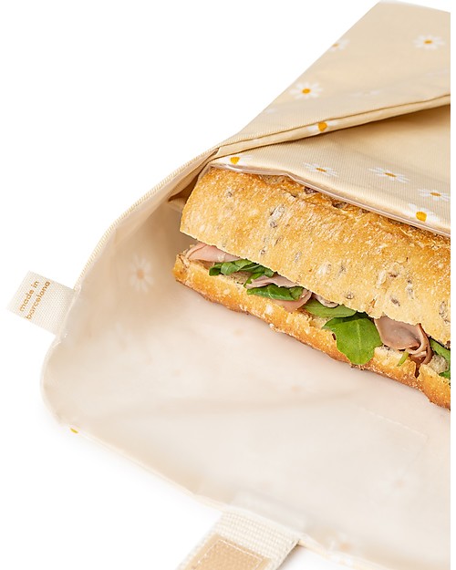 Nobodinoz Bustina Portapanini Riutilizzabile Sunshine 45x28 cm - Margherita - Cotone bio Porta Merenda