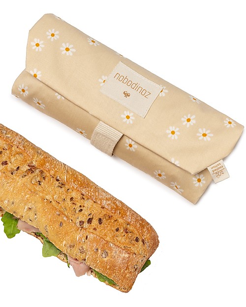 Nobodinoz Bustina Portapanini Riutilizzabile Sunshine 45x28 cm - Margherita - Cotone bio Porta Merenda