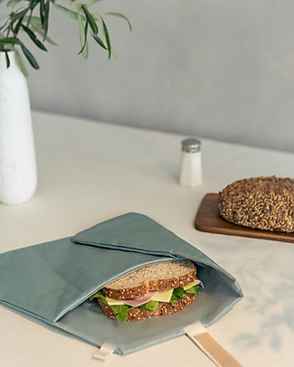 Nobodinoz Bustina Portapanini Riutilizzabile Sunshine 45x28 cm - Verde Eden - Cotone bio Sacchetto Cibo
