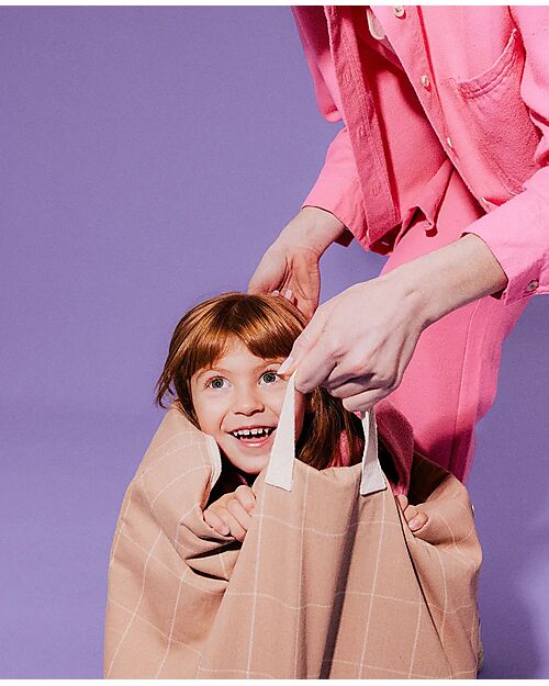 Nobodinoz Cestino Portaoggetti - Taupe Grid - 41x37x37 cm Contenitori Portaoggetti