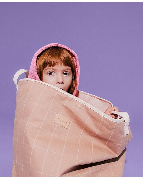 Nobodinoz Cestino Portaoggetti - Taupe Grid - 41x37x37 cm Contenitori Portaoggetti