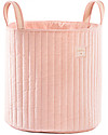 Nobodinoz Cesto Portagiochi Savanna, Rosa - 40x35x35 cm - Velluto Trapuntato Contenitori Porta Giochi