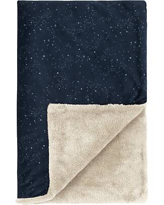Nobodinoz Coperta Invernale - Blu Notte e Argento - 100x140x2 cm - Eco-Velluto Swaddle di Mussola
