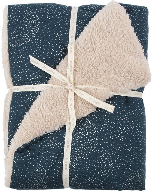 Nobodinoz Coperta Invernale Neonato Stories - Gold Bubble - Night Blue - 70x100 - Cotone Bio Lenzuola e Federe