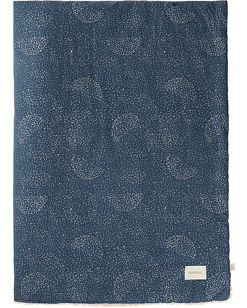 Nobodinoz Coperta Invernale Stories - Gold Bubble/Night Blue - 100x140 - Cotone Bio Swaddle di Mussola