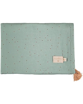 Nobodinoz Copertina Estiva Treasure 70x100 cm - Verde Eden e Pois Miele - Cotone bio Coperte