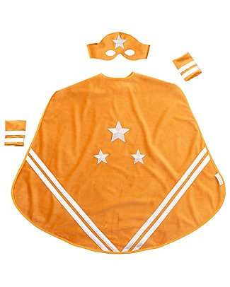 Nobodinoz Costume SuperEroe, Giallo - Comprende Mantello, Maschera e Polsini - Velluto Ecologico Travestimenti
