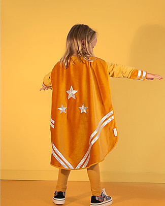 Nobodinoz Costume SuperEroe, Giallo - Comprende Mantello, Maschera e Polsini - Velluto Ecologico Travestimenti