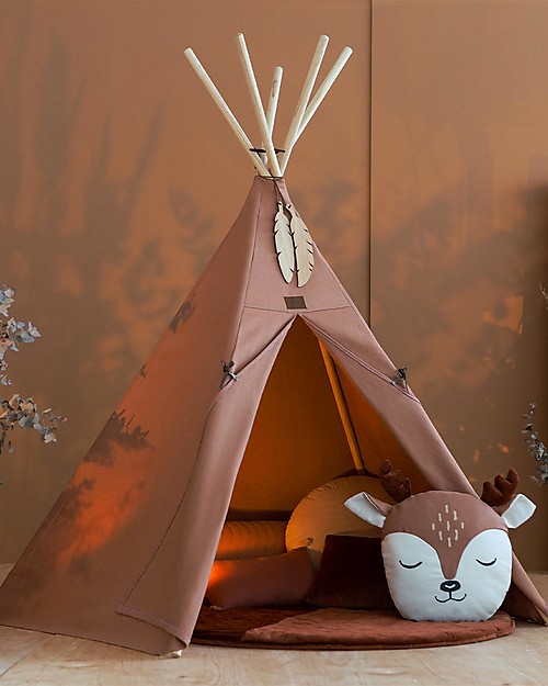 Nobodinoz Cuscino a Forma di Cervo - 32x34 cm - Eco-friendly Cuscini Arredo