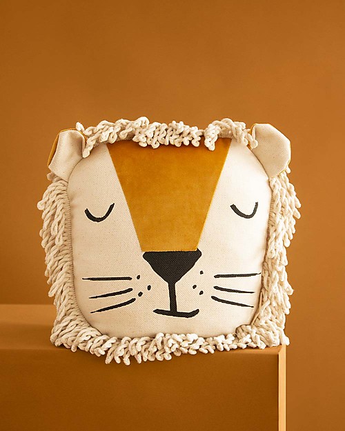 Nobodinoz Cuscino a Forma di Leone - 32x35 cm - Eco-friendly Cuscini Arredo