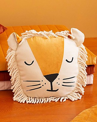 Nobodinoz Cuscino a Forma di Leone - 32x35 cm - Eco-friendly Cuscini Arredo_