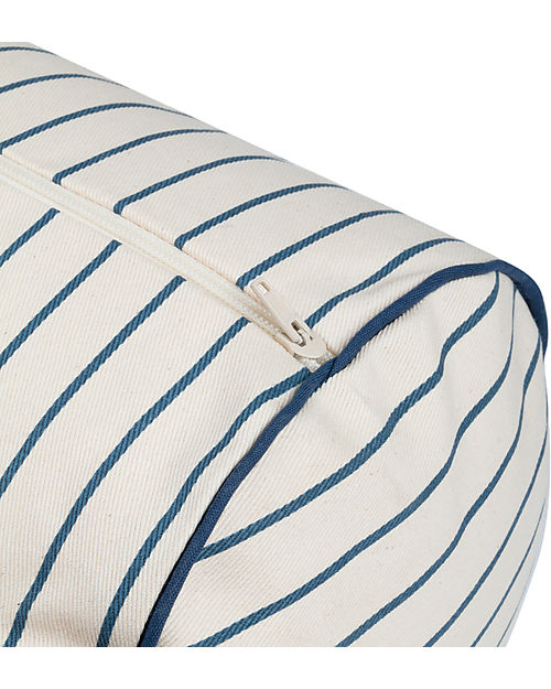 Nobodinoz Cuscino a Rullo Java - Righe Blu/Naturale - 50x18 cm - Cotone Bio Cuscini Arredo