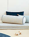 Nobodinoz Cuscino a Rullo Java - Righe Blu/Naturale - 50x18 cm - Cotone Bio Cuscini Arredo