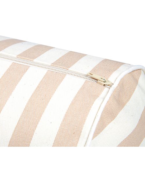 Nobodinoz Cuscino a Rullo Java - Righe Tortora/Naturale - 50x18 cm - Cotone Bio Cuscini Arredo