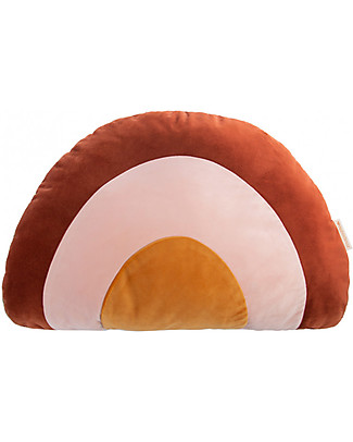 Nobodinoz Cuscino Arcobaleno Marrone - 50x35 cm - Cotone bio Cuscini Arredo_