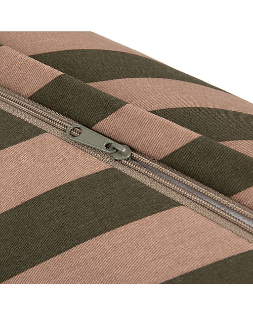 Nobodinoz Cuscino Cilindrico Majestic - Righe Marroni e Verdi - 50x18 cm - Cotone Bio Cuscini Arredo