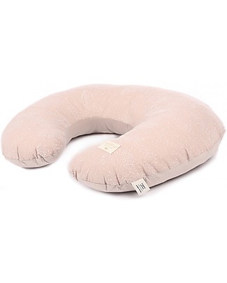 Nobodinoz Cuscino da Allattamento Sunrise, White Bubble/Rosa - 50x60 cm - Cotone bio Cotone Bio