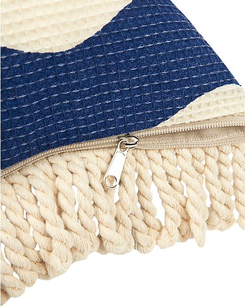 Nobodinoz Cuscino Impermeabile Portofino - Blue waves Waffle - 35x23 cm Giochi da Spiaggia