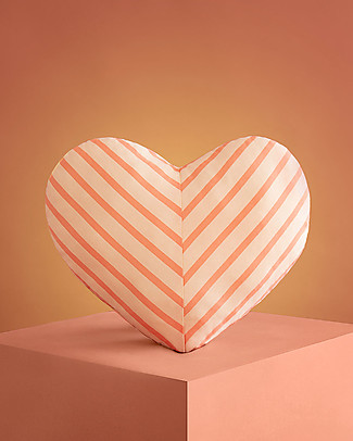 Nobodinoz Cuscino Love a Righe, Candy - 35x42 cm - Cotone bio Cuscini Arredo