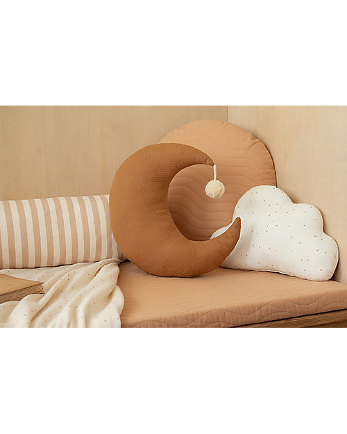 Nobodinoz Cuscino Luna Pierrot - Caramello - 36x32 cm - Cotone Bio Cuscini Arredo