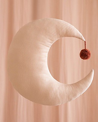 Nobodinoz Cuscino Luna Pierrot, Rosa - 36x32 cm - Cotone bio Cuscini Arredo
