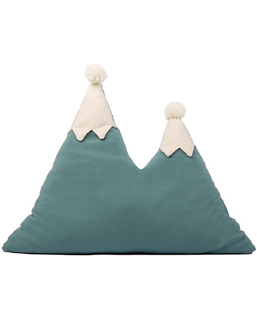 Nobodinoz Cuscino Montagne Innevate - Verde Magic - Cotone bio Cuscini Arredo