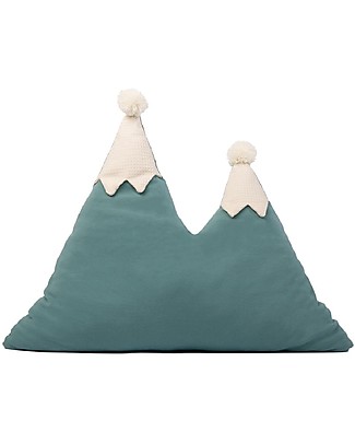 Nobodinoz Cuscino Montagne Innevate - Verde Magic - Cotone bio Cuscini Arredo
