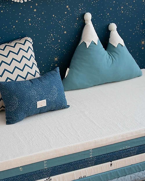 Nobodinoz Cuscino Montagne Innevate - Verde Magic - Cotone bio Cuscini Arredo