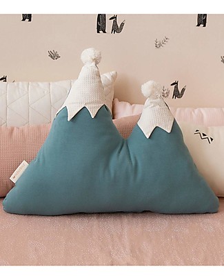 Nobodinoz Cuscino Montagne Innevate - Verde Magic - Cotone bio Cuscini Arredo