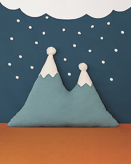 Nobodinoz Cuscino Montagne Innevate - Verde Magic - Cotone bio Cuscini Arredo