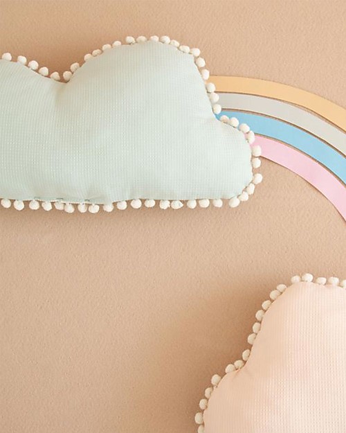 Nobodinoz Cuscino Nuvola Marshmallow, Acqua - 30x58 cm - Cotone bio Cuscini Arredo