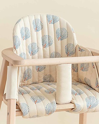 Nobodinoz Cuscino per Seggiolone Growing Green - Blu Gatsby/Crema - Cotone Bio Seggioloni