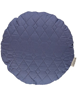 Nobodinoz Cuscino Rotondo Trapuntato Sitges, Blu - 45 cm - Cotone bio Cuscini Arredo
