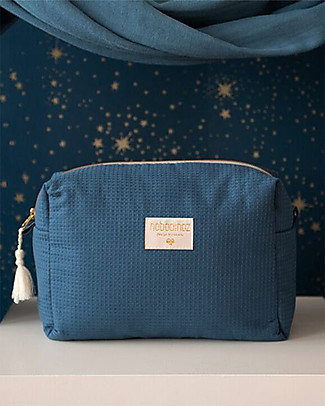 Nobodinoz Diva Waterproof Beauty Case, Blu Notte - 16x25x10 cm - Cotone Bio Trousse & Pochette