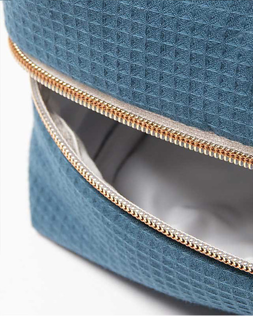 Nobodinoz Diva Waterproof Beauty Case, Blu Notte - 16x25x10 cm - Cotone Bio Trousse e Pochette