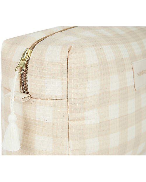 Nobodinoz Diva Waterproof Beauty Case - Ivory Checks - 16x25x10 cm - Cotone Bio Trousse e Pochette
