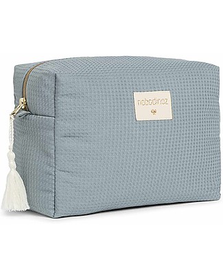 Nobodinoz Diva Waterproof Beauty Case - Stone Blue - 16x25x10 cm - Cotone Bio Trousse & Pochette