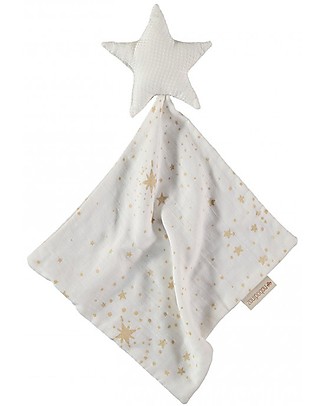 Nobodinoz Doudou Stella, Gold Stella/Bianco - 30x30 cm - Cotone bio Doudou