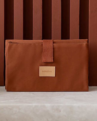 Nobodinoz Fasciatoio da Viaggio Impermeabile Baby on the Go - Marrone Argilla - 50 x 70 cm - Cotone Bio Borse Cambio e Accessori
