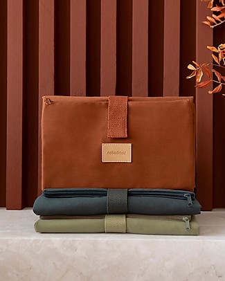 Nobodinoz Fasciatoio da Viaggio Impermeabile Baby on the Go - Marrone Argilla - 50 x 70 cm - Cotone Bio Borse Cambio e Accessori